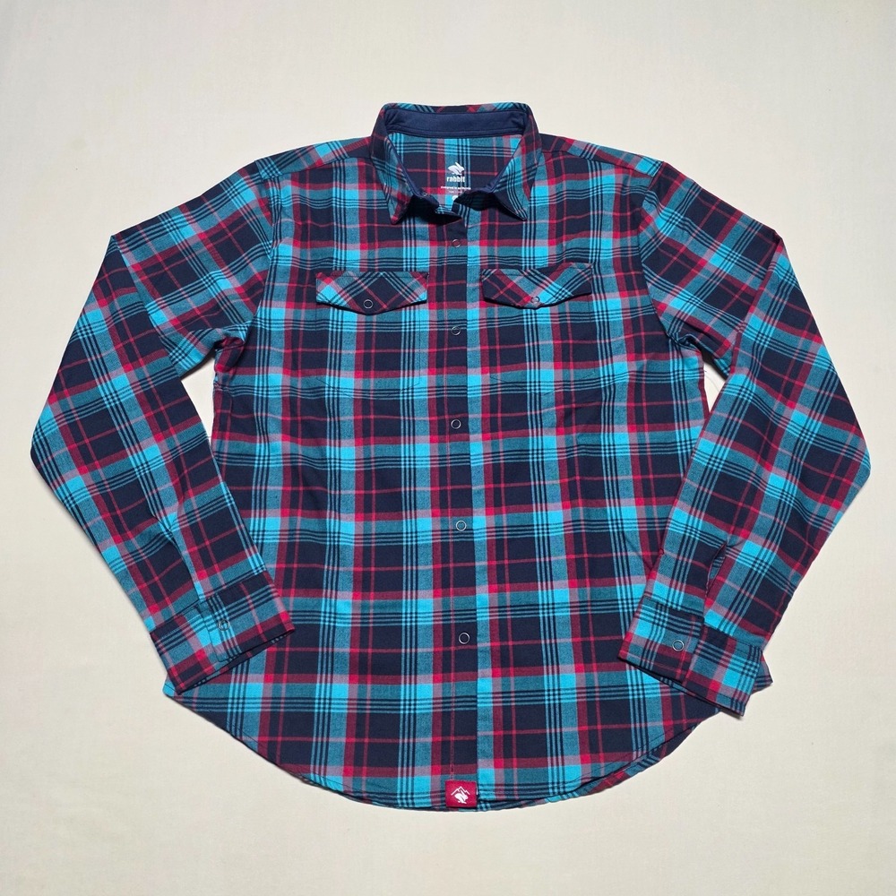 Rabbit High Country Long Sleeve Plaid Snap Shirt Women Large Slim Fit Collared